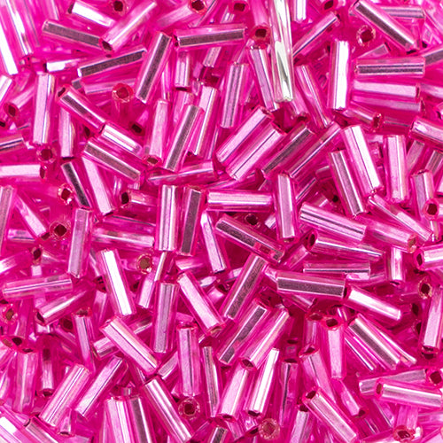 BU3-18277, #3 Bugle 22g Silver Lined Fuchsia