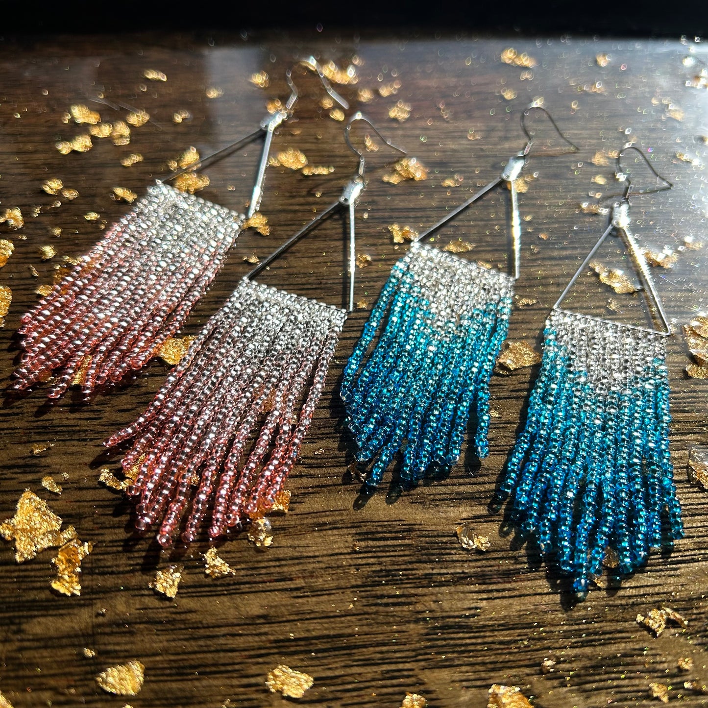 Workshop, Fringe Earrings on Triangle