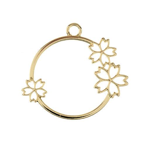 Beadwork Finding - Circle w/Flowers, 33x36mm per pair - PoCo Inspired