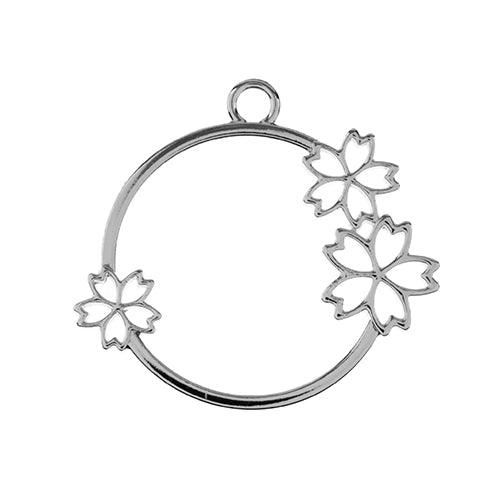 Beadwork Finding - Circle w/Flowers, 33x36mm per pair - PoCo Inspired
