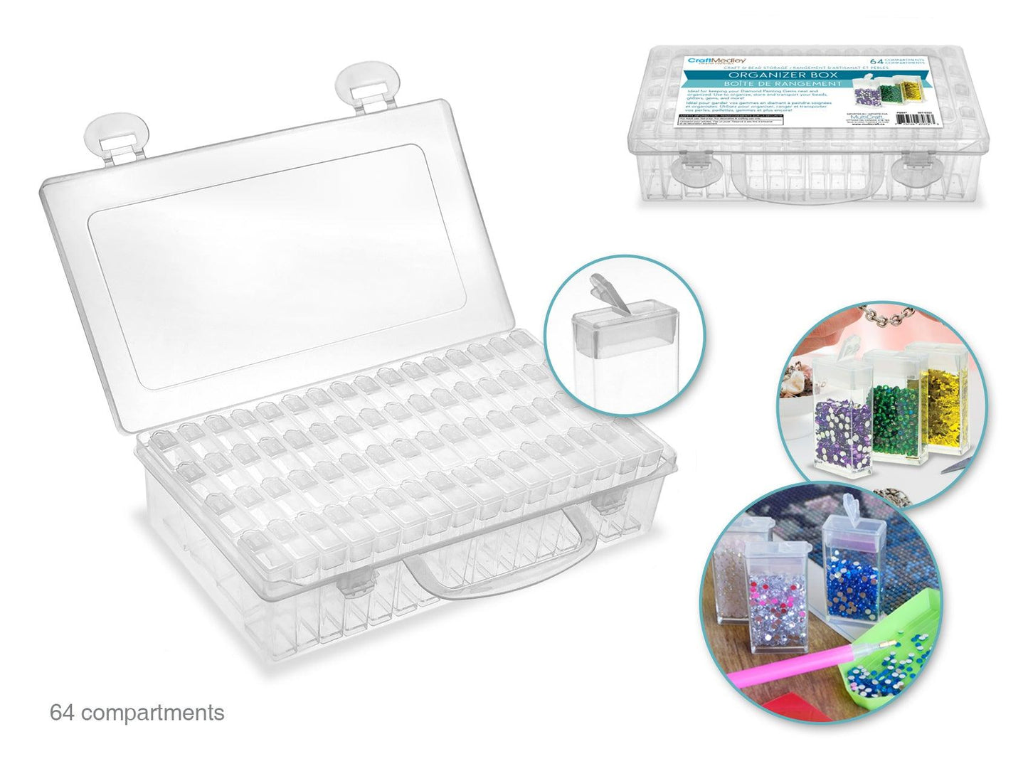 Organizer Box, 64 Mini Flip top canisters w/ Organizer Box - PoCo Inspired