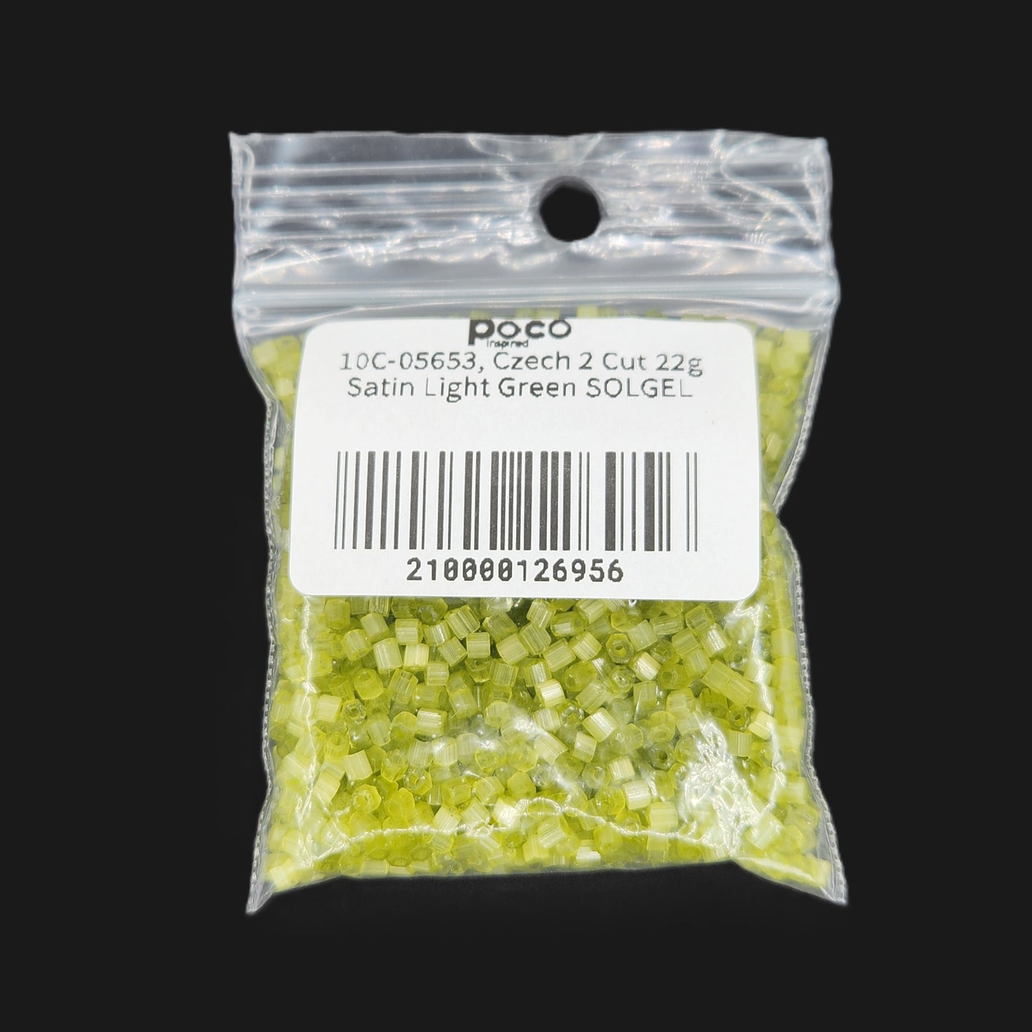 10C-05653, Czech 2 Cut 22g Satin Light Green SOLGEL