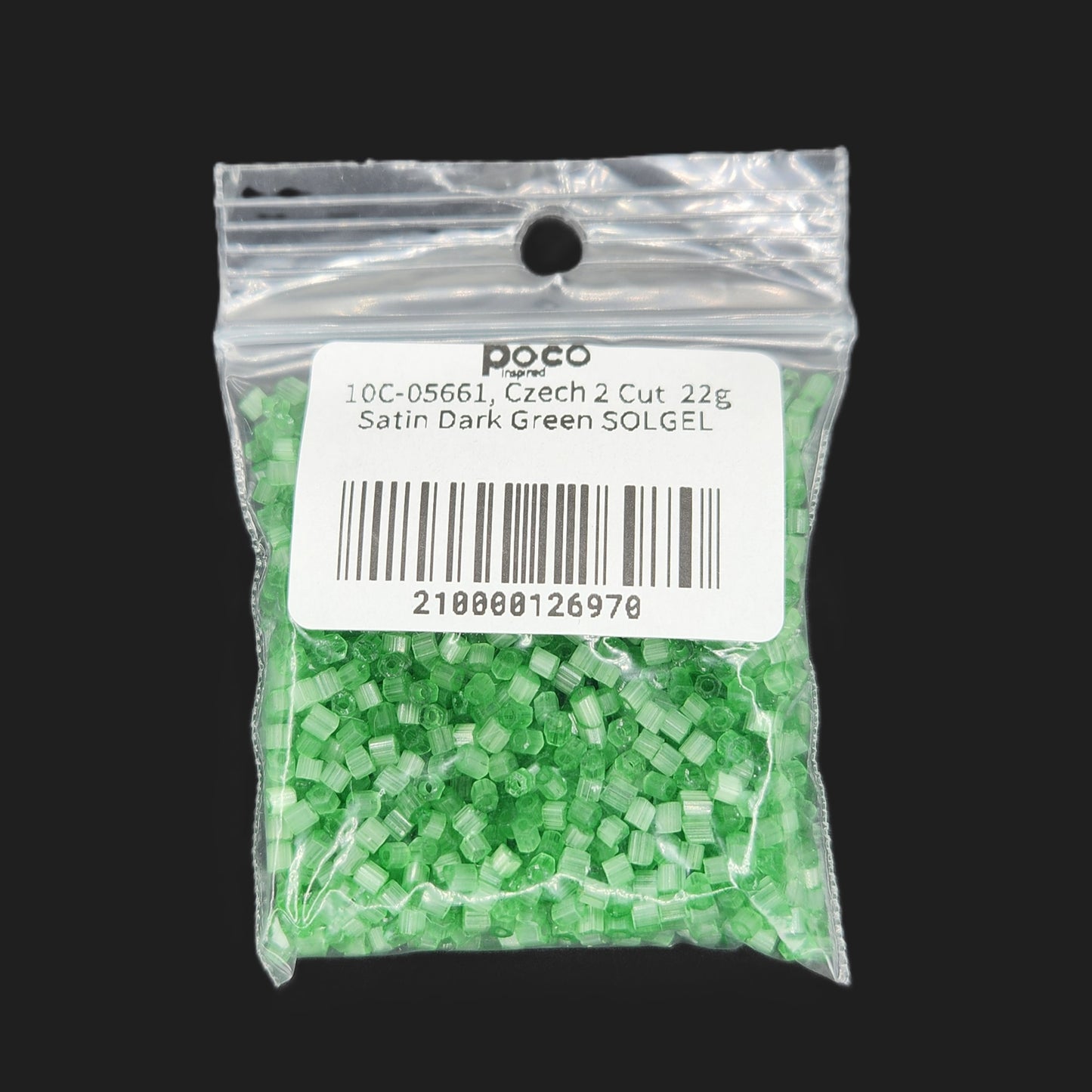 10C-05661, Czech 2 Cut 22g Satin Dark Green SOLGEL