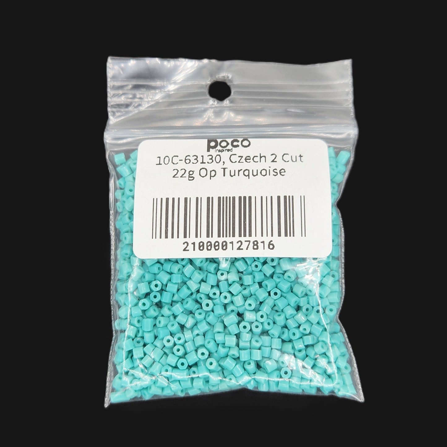 10C-63130, Czech 2 Cut 22g Op Turquoise