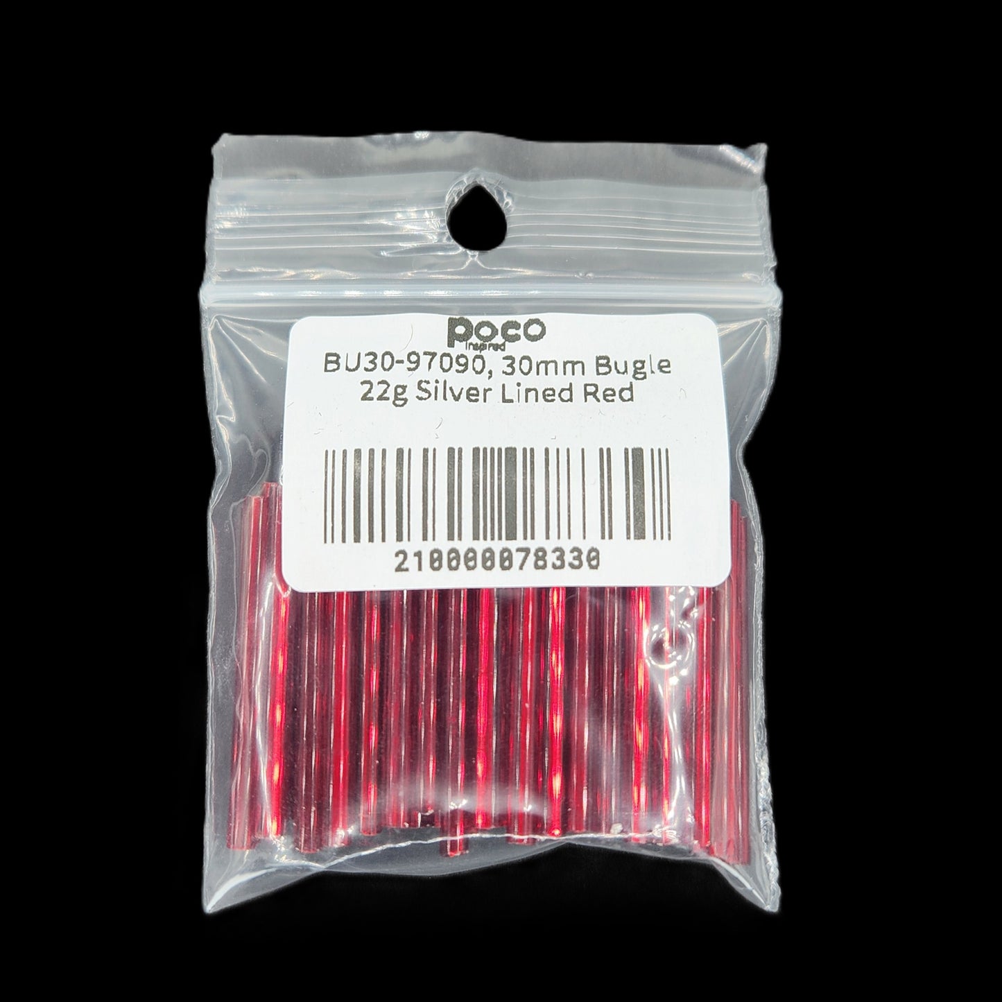 BU30-97090, 30mm Bugle 22g Silver Lined Red