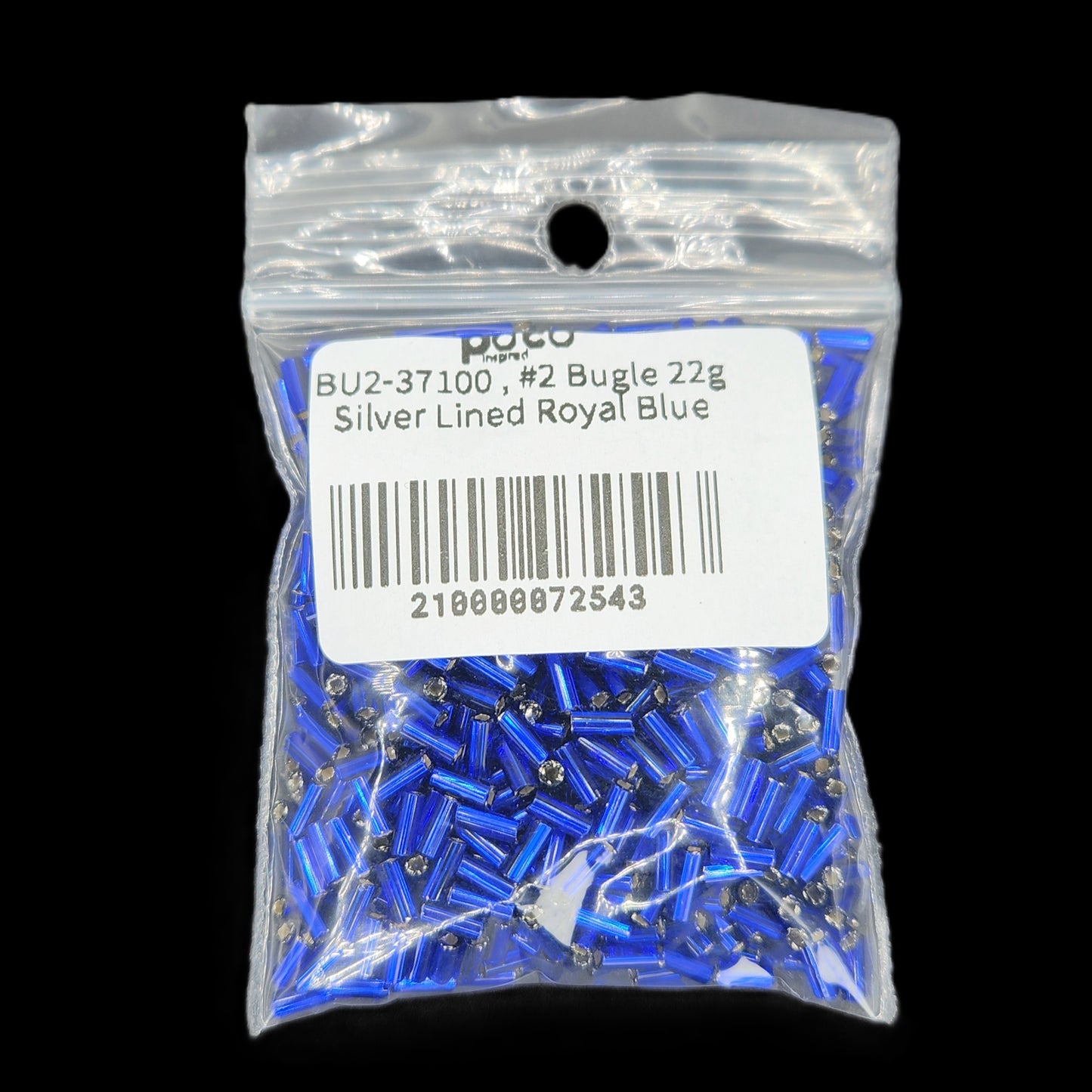 BU2-37100 , #2 Bugle 22g Silver Lined Royal Blue