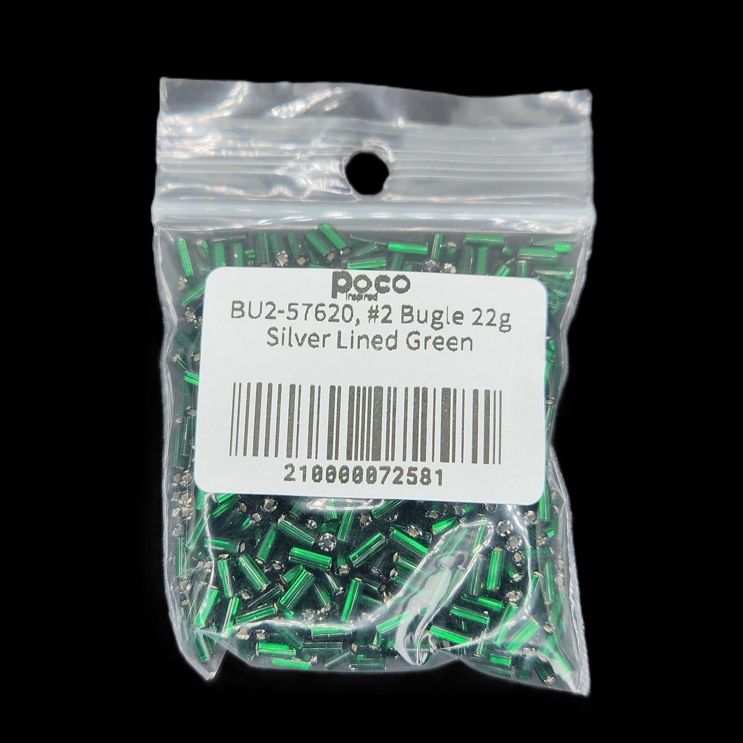 BU2-57620, #2 Bugle 22g Silver Lined Green