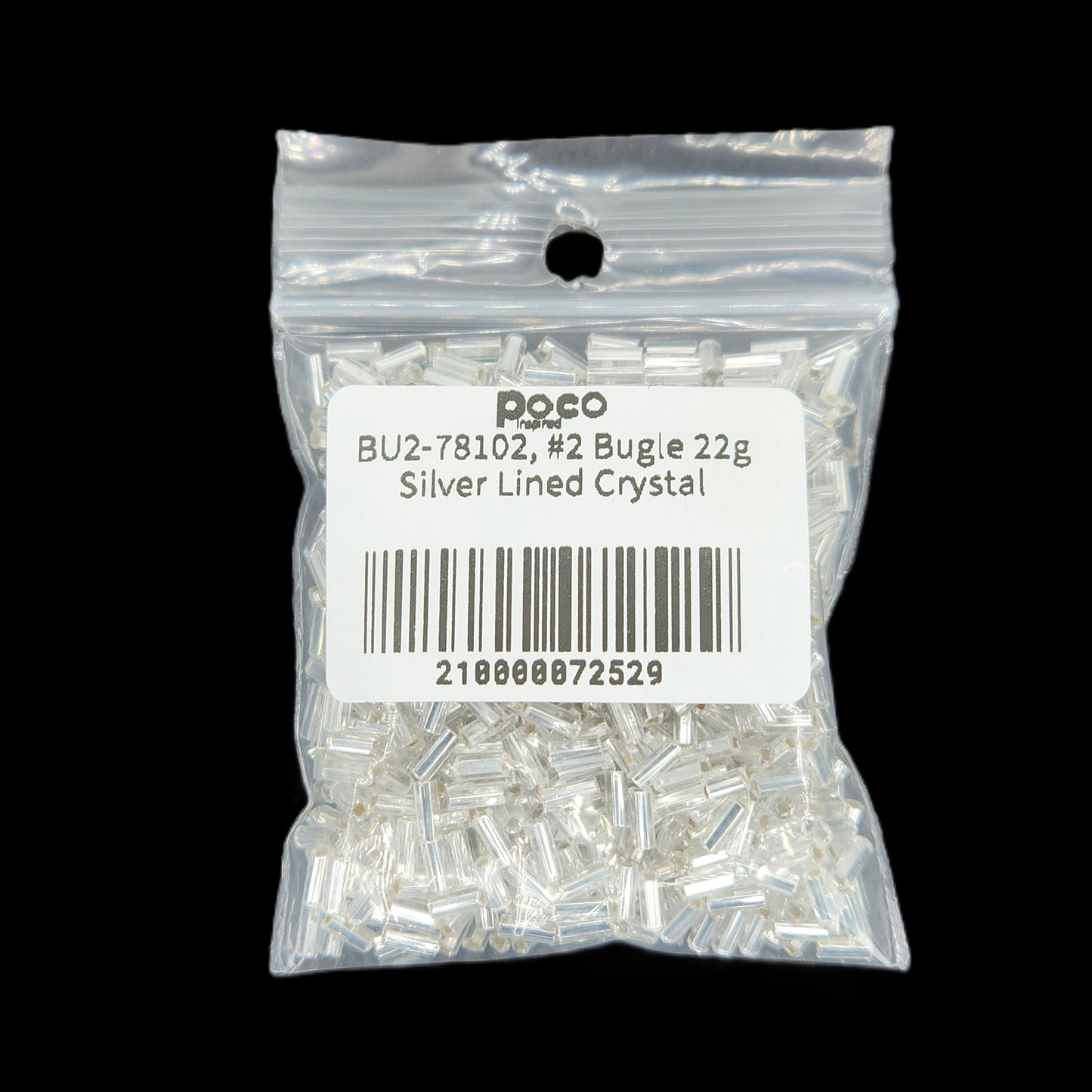 BU2-78102, #2 Bugle 22g Silver Lined Crystal