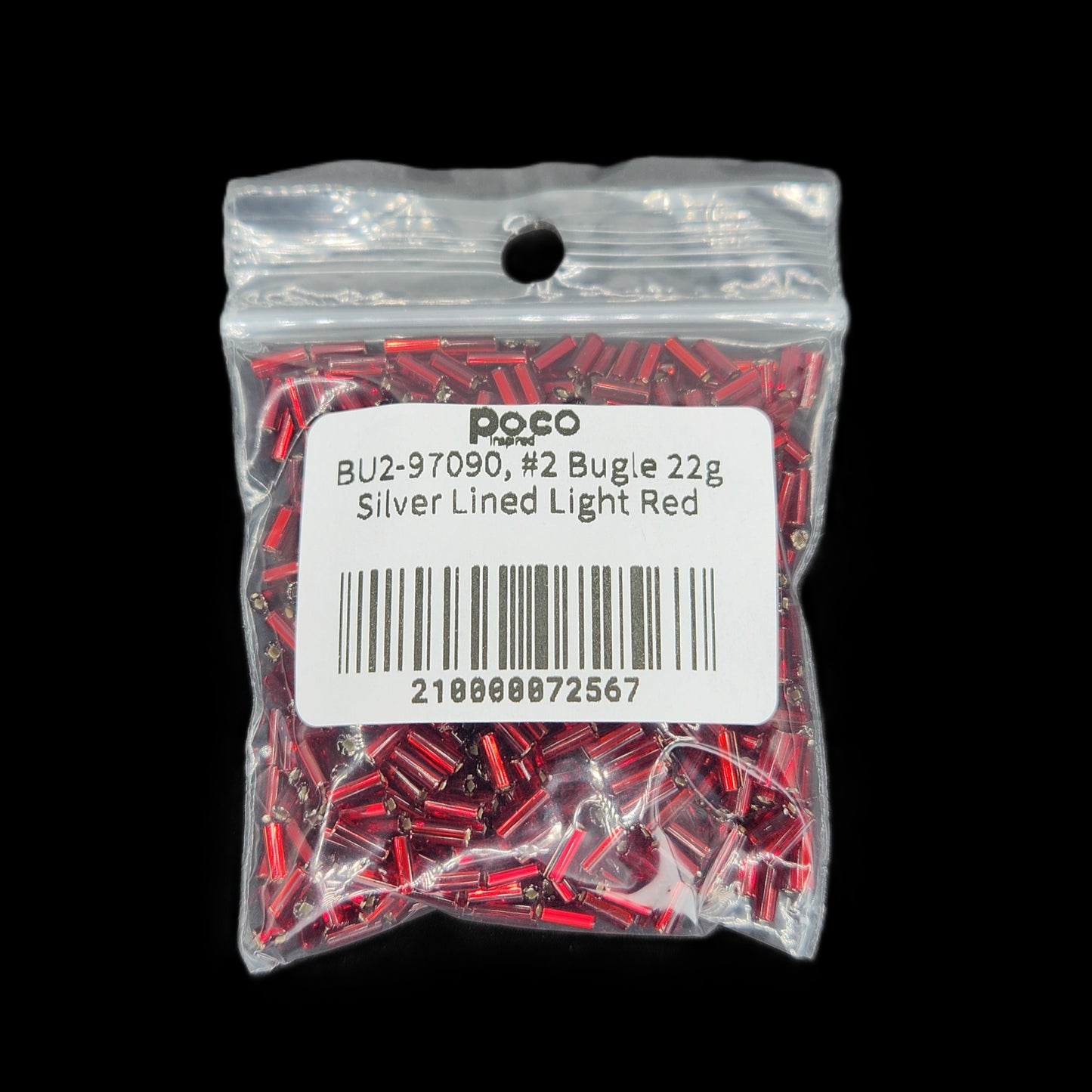 BU2-97090, #2 Bugle 22g Silver Lined Light Red