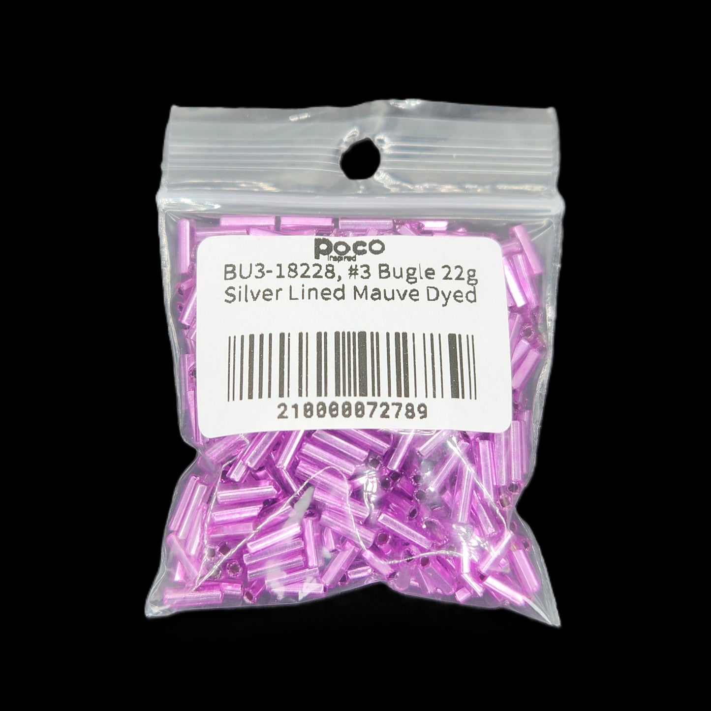 BU3-18228, #3 Bugle 22g Silver Lined Mauve Dyed