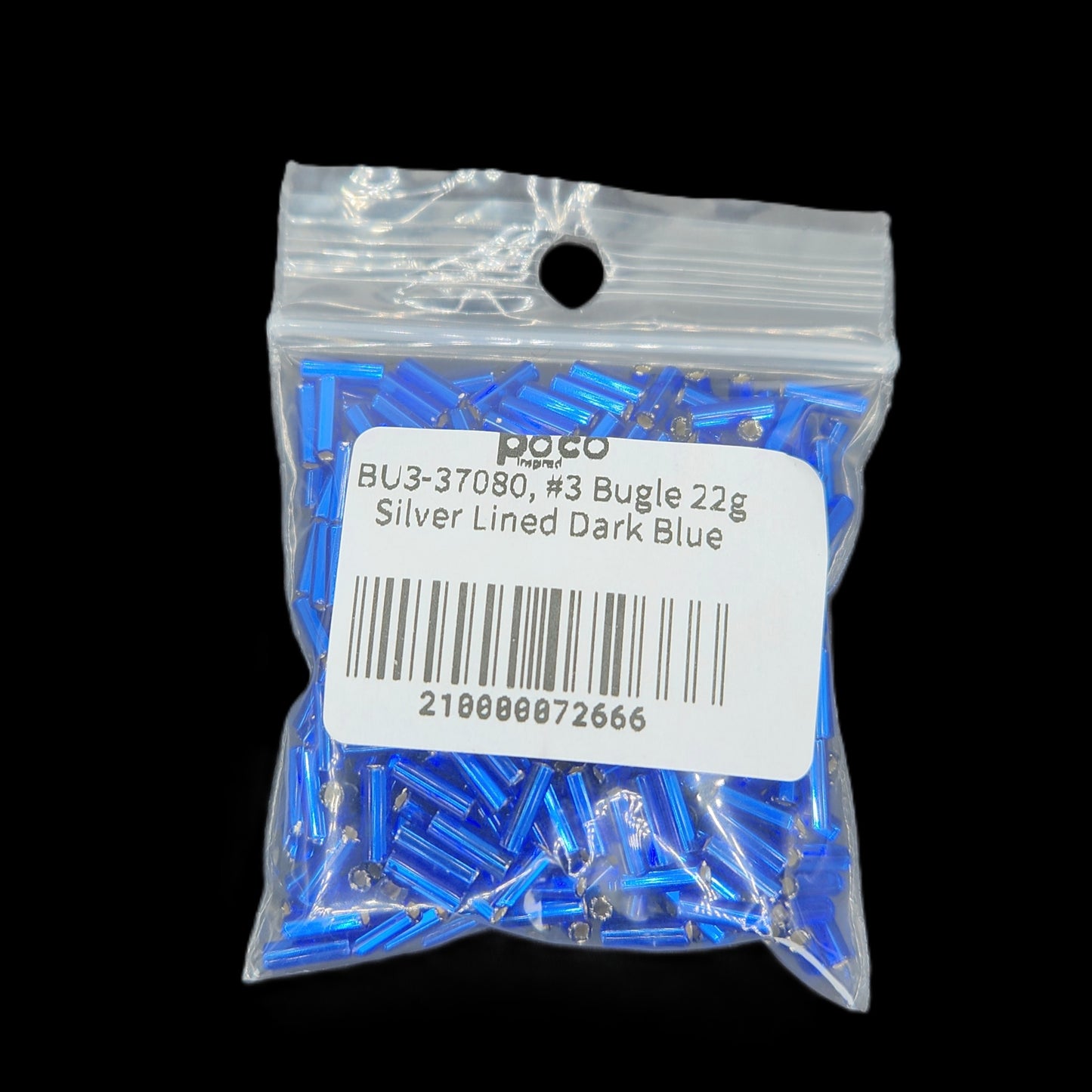 BU3-37080, #3 Bugle 22g Silver Lined Dark Blue