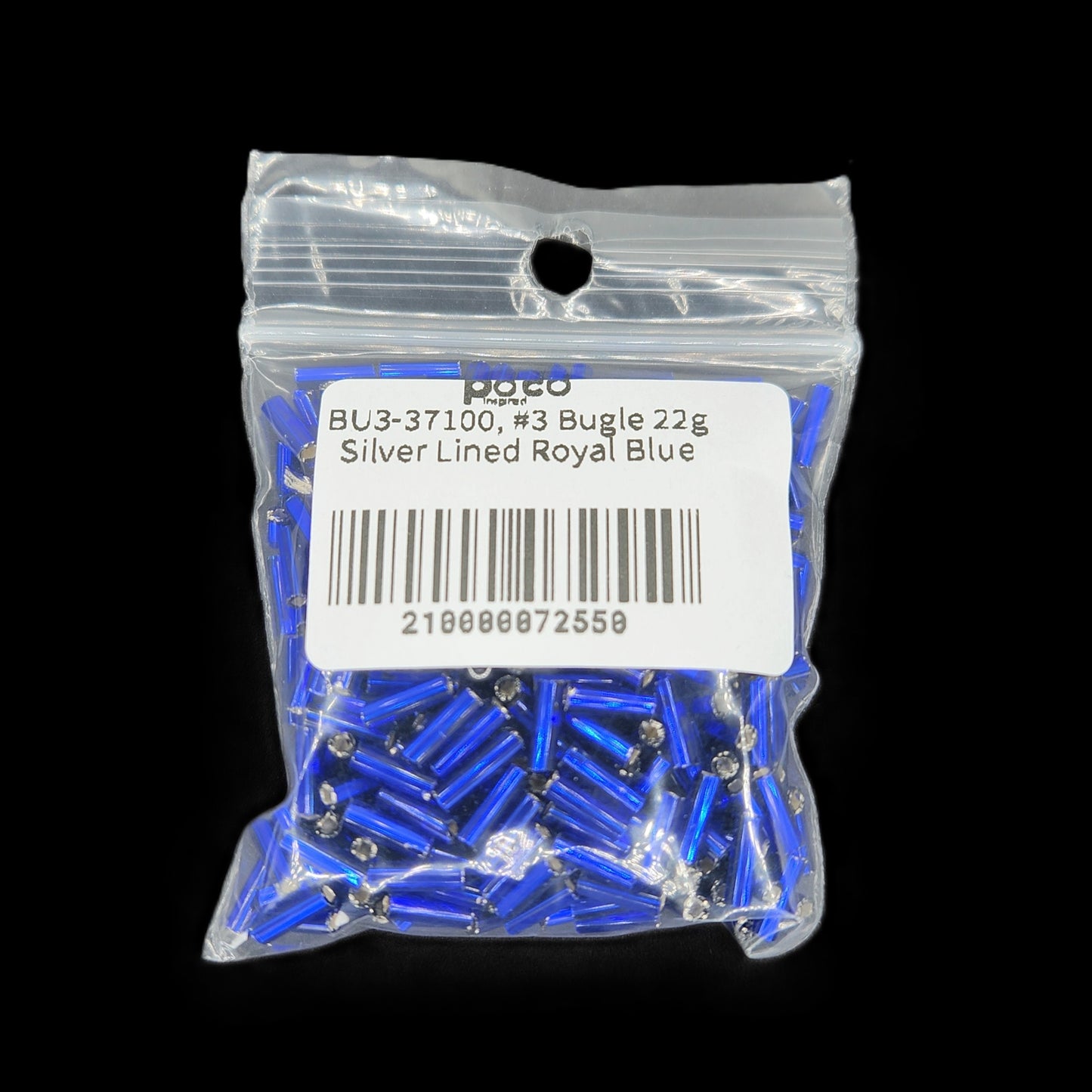 BU3-37100, #3 Bugle 22g Silver Lined Royal Blue