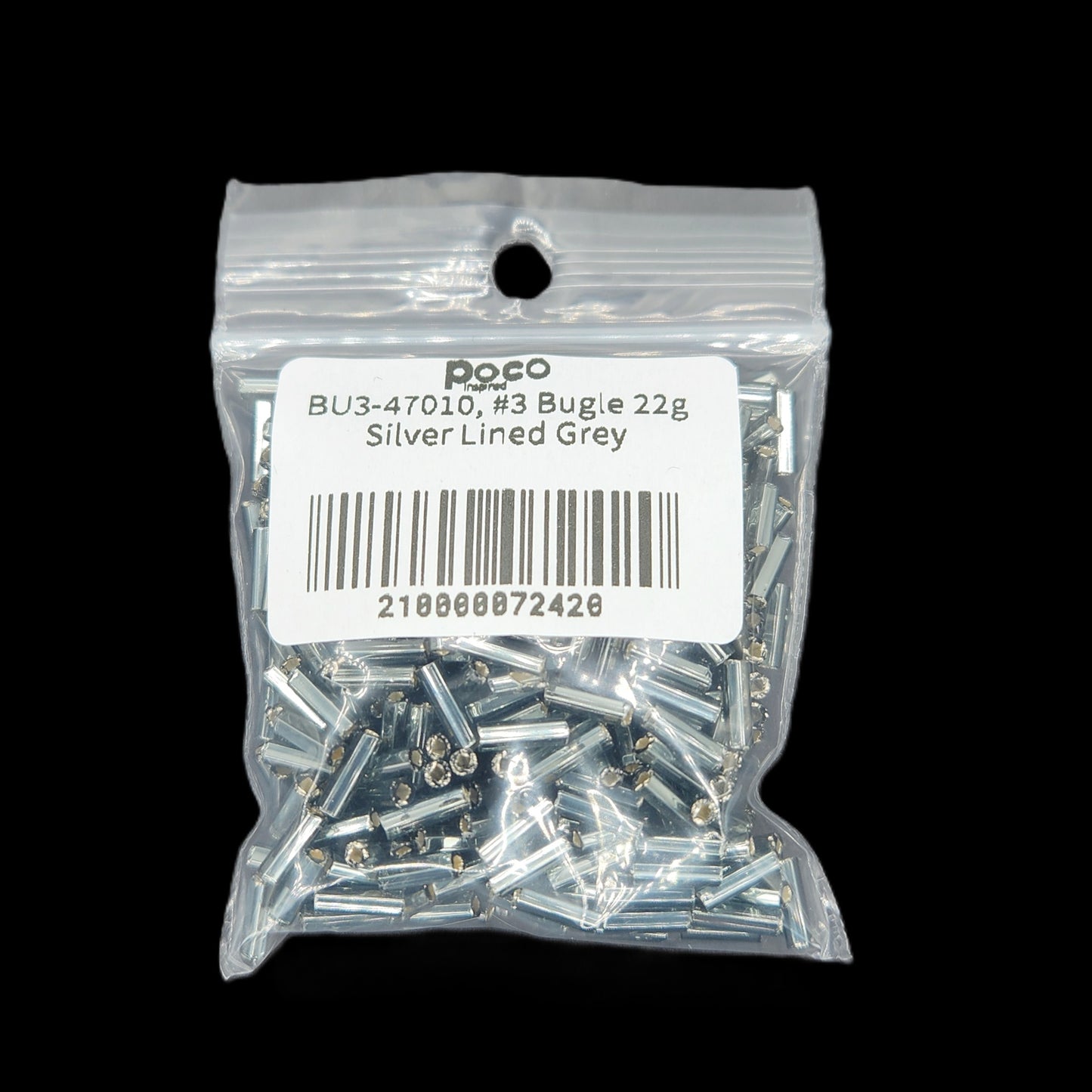 BU3-47010, #3 Bugle 22g Silver Lined Grey