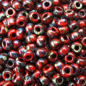 8-4513, Miyuki 22g Matte Picasso Red Garnet
