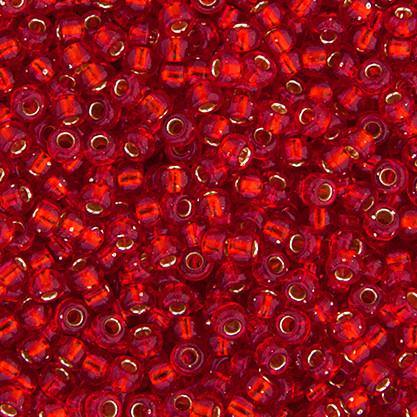 11-10, Miyuki 22g Silver Lined Flame Red