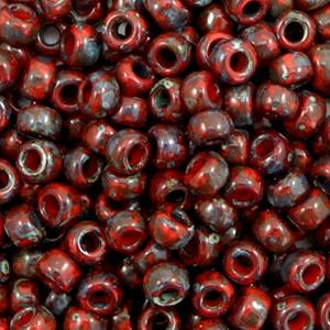 6-4513, Miyuki 20g Matte Picasso Red Garnet