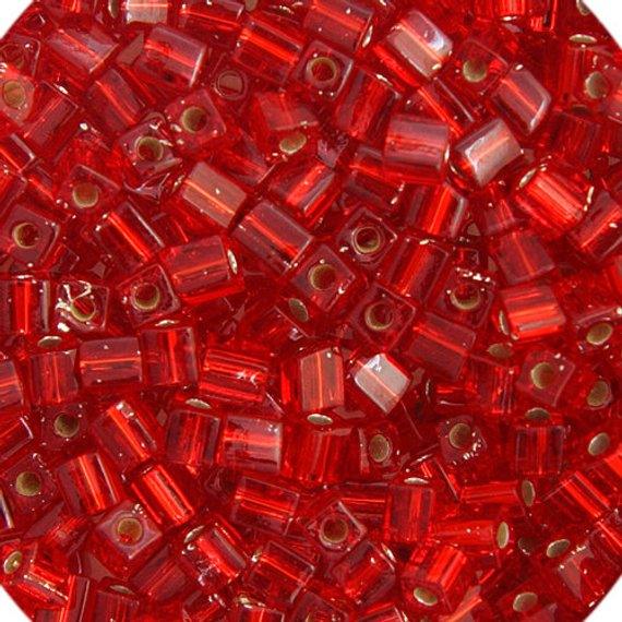 Silver Lined Flame Red - 1.8mm Cube, Miyuki 8.2g