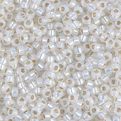 8-551, Miyuki 22g Silver Lined White Alabaster