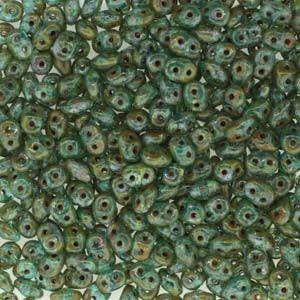 Transparent Dark Aqua Travertine - SuperDuo, 2.5x5mm 22g