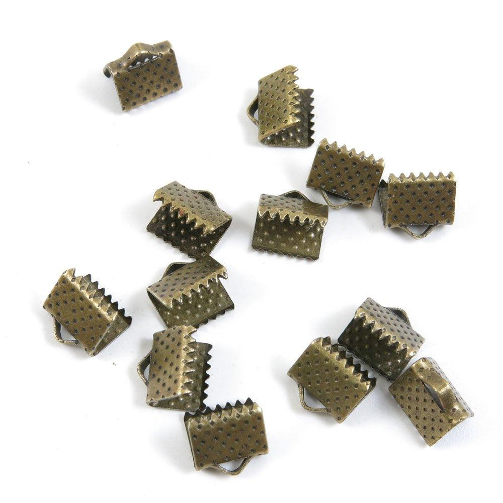 Ribbon End - 10 pc Antq Brass 8x8mm