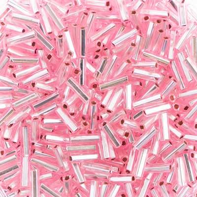 Silver Lined Pink Dyed - Bugle, #3 25g