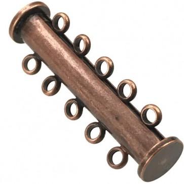 Magnetic Tube Clasp - 1pc Antique Copper 5 Strand