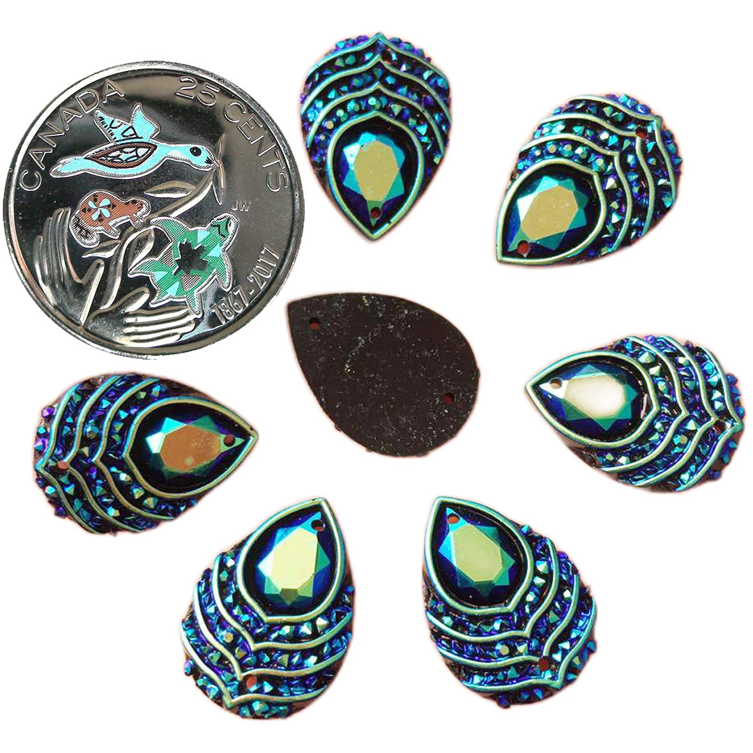 Resin Cab - Teardrop 13x18, Phoenix Eye Black AB