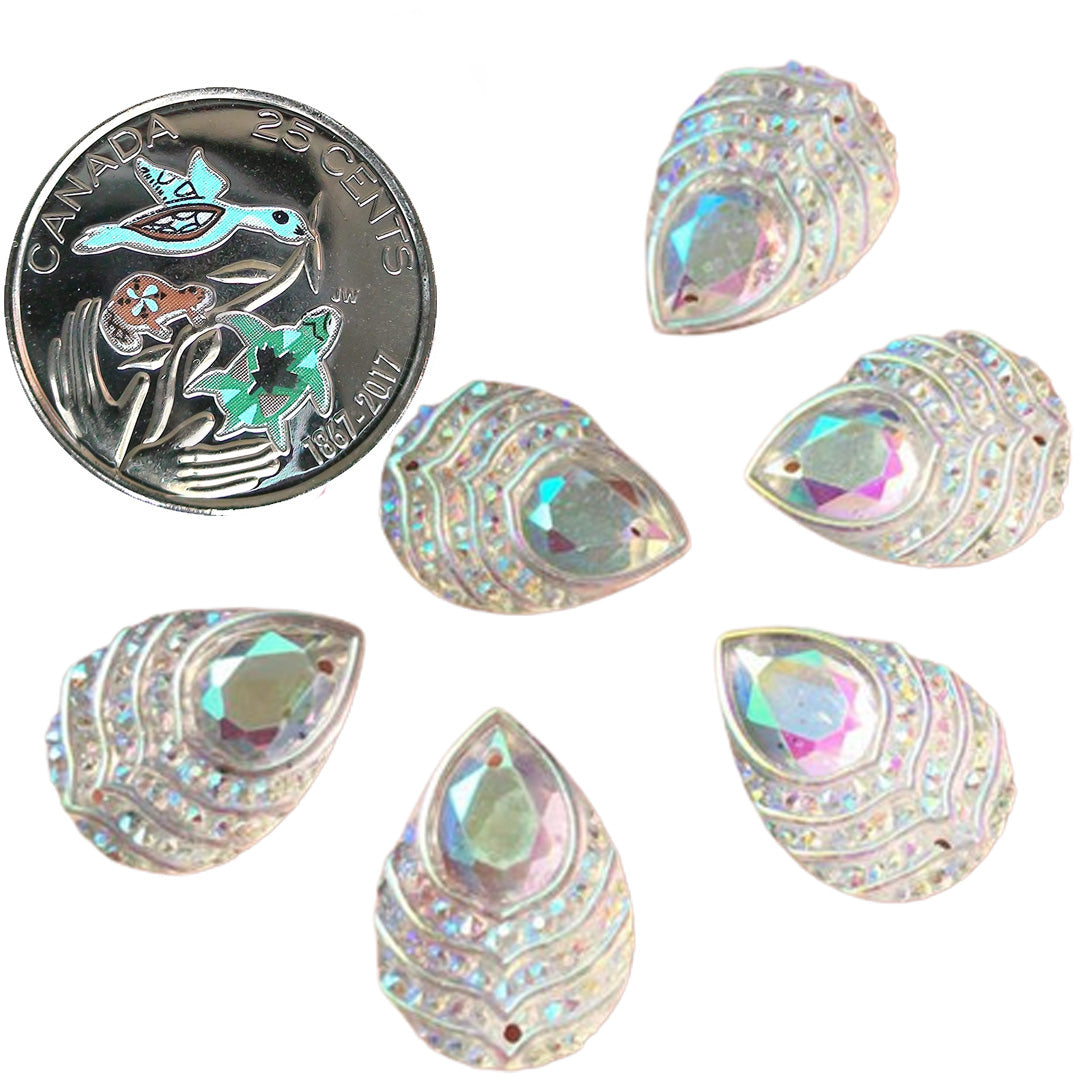 Resin Cab - Teardrop 13x18, Phoenix Eye Crystal AB