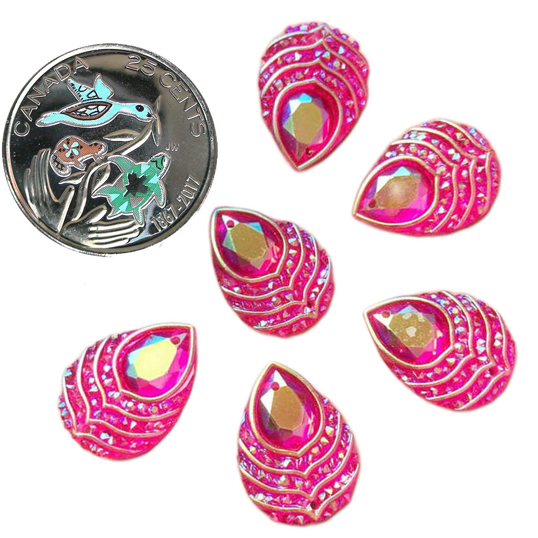Resin Cab - Teardrop 13x18, Phoenix Eye Rose AB
