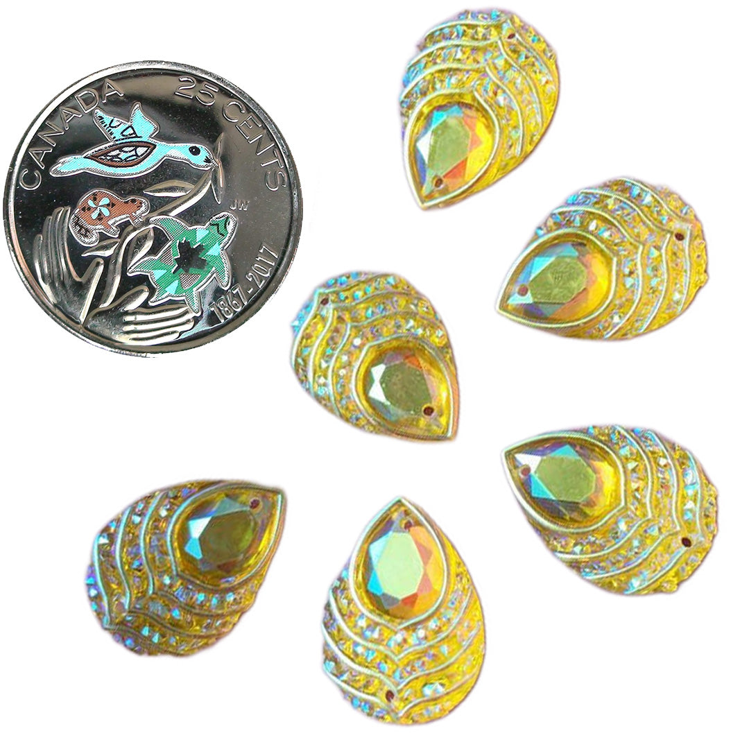 Resin Cab - Teardrop 13x18, Phoenix Eye Topaz AB