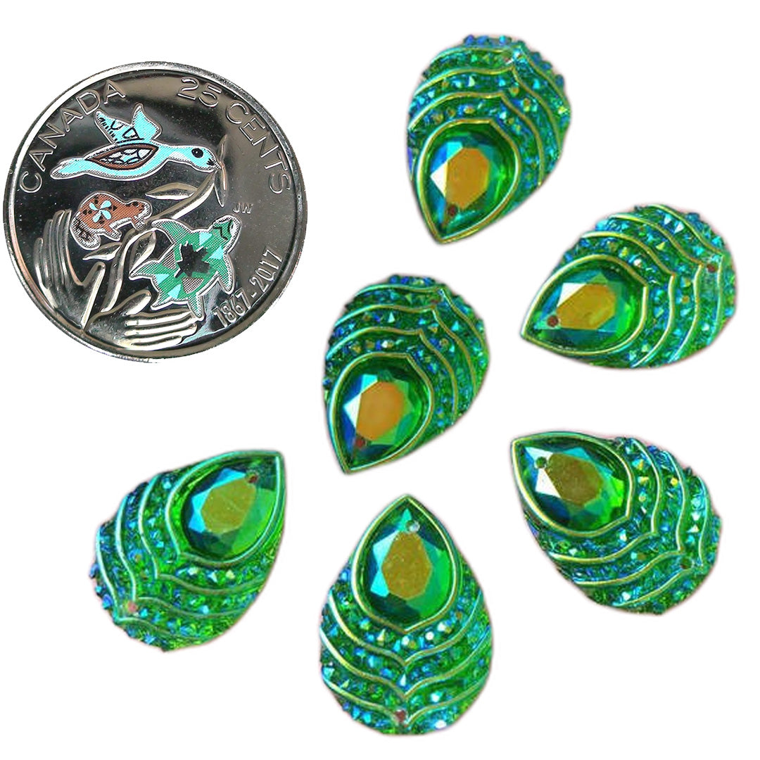 Resin Cab - Teardrop 13x18, Phoenix Eye Emerald AB