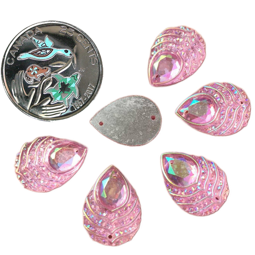 Resin Cab - Teardrop 13x18, Phoenix Eye Light Pink AB
