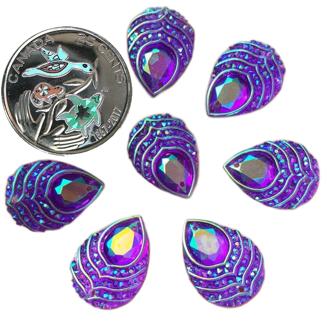 Resin Cab - Teardrop 13x18, Phoenix Eye Amethyst AB
