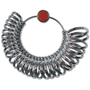Finger Sizer, Half Round Sz 1-15 29 rings