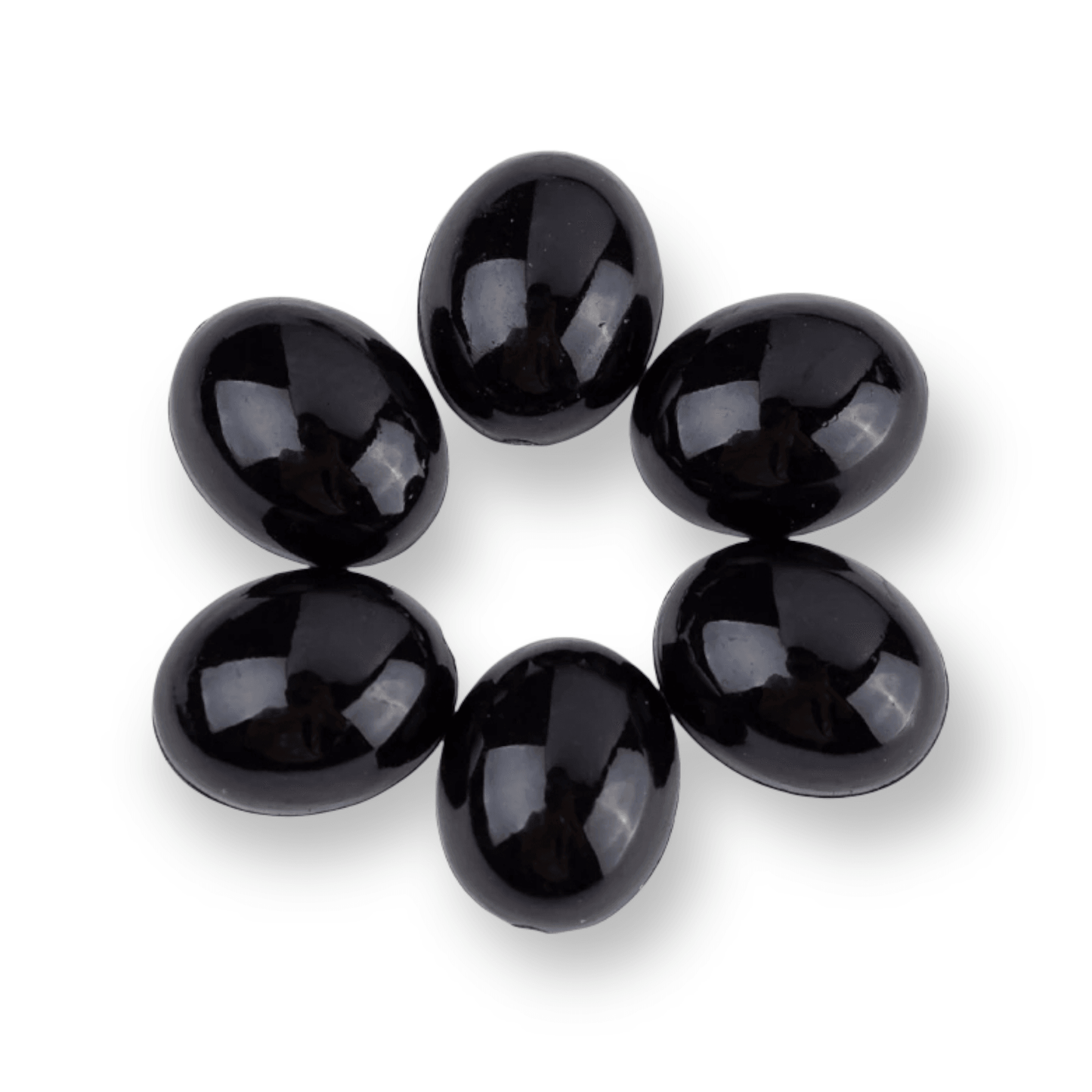 Resin Cab - Oval 8x10mm, Marble Black