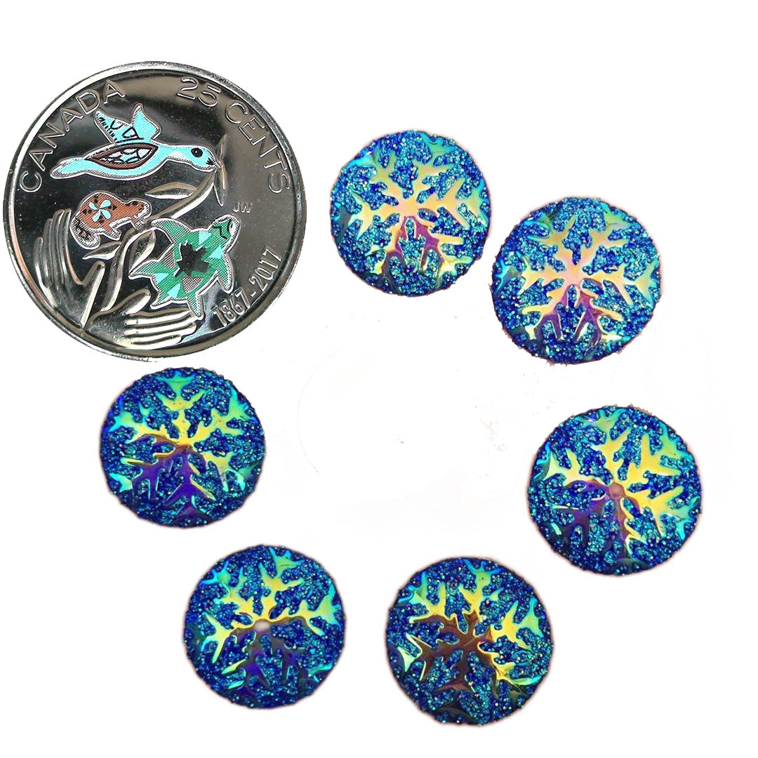 Resin Cab - Round 14mm, Snowflake Sapphire AB