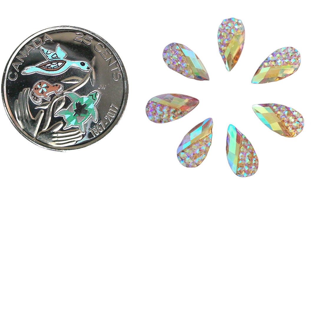 Resin Cab - Teardrop Medium, Studded - Topaz AB