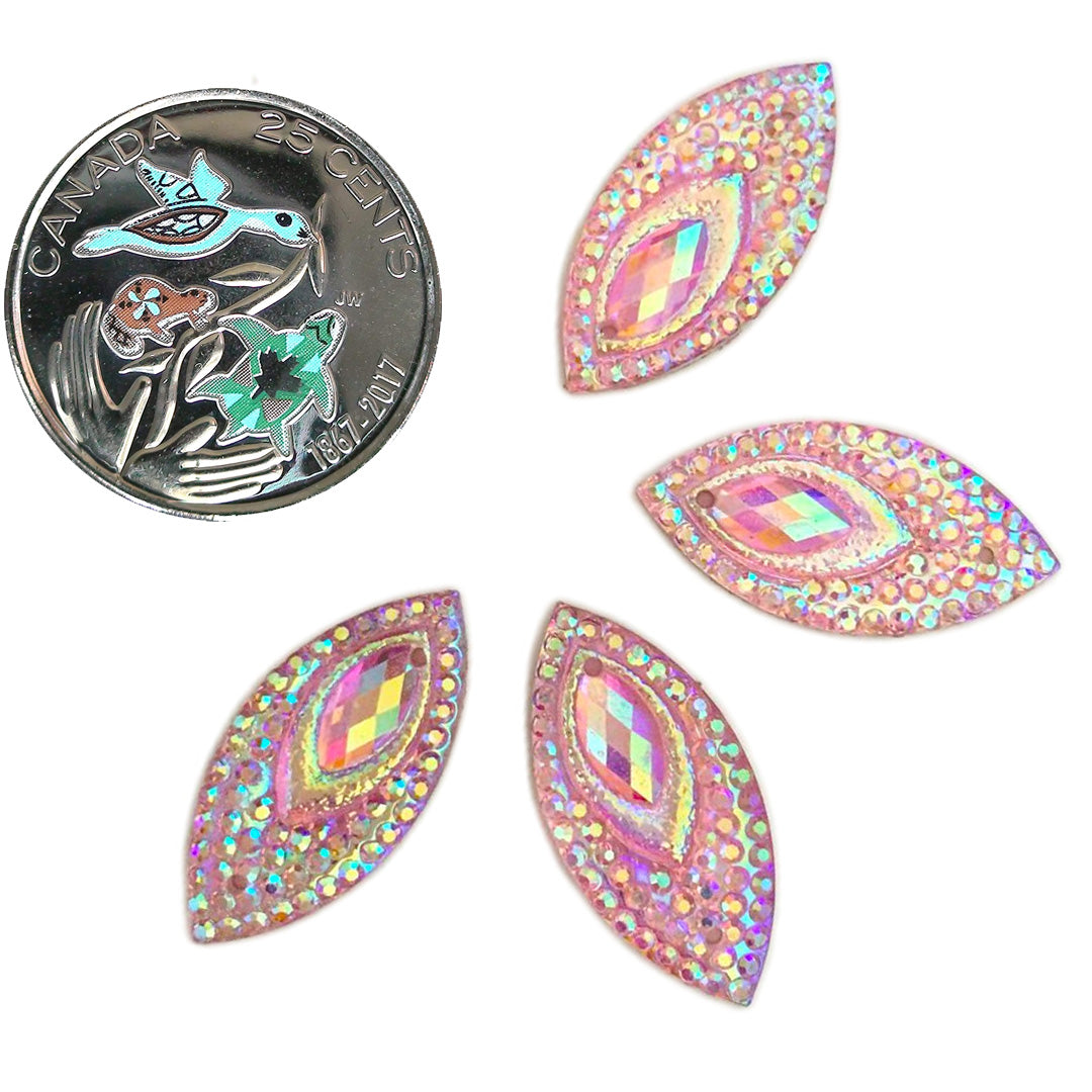 Resin Cab - Horse Eye Medium, Peacock Eye Light Pink AB