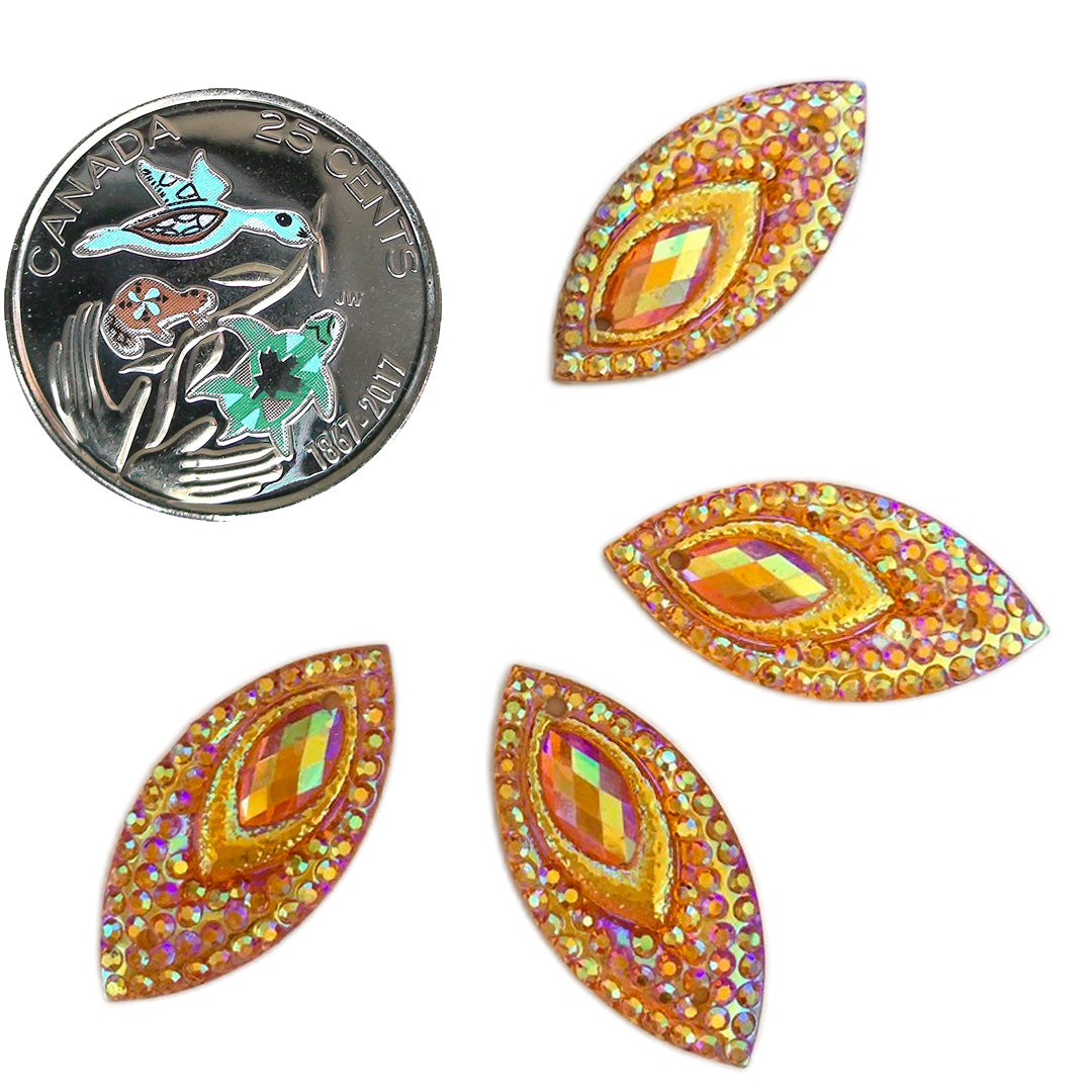 Resin Cab - Horse Eye Medium, Peacock Eye Rose AB