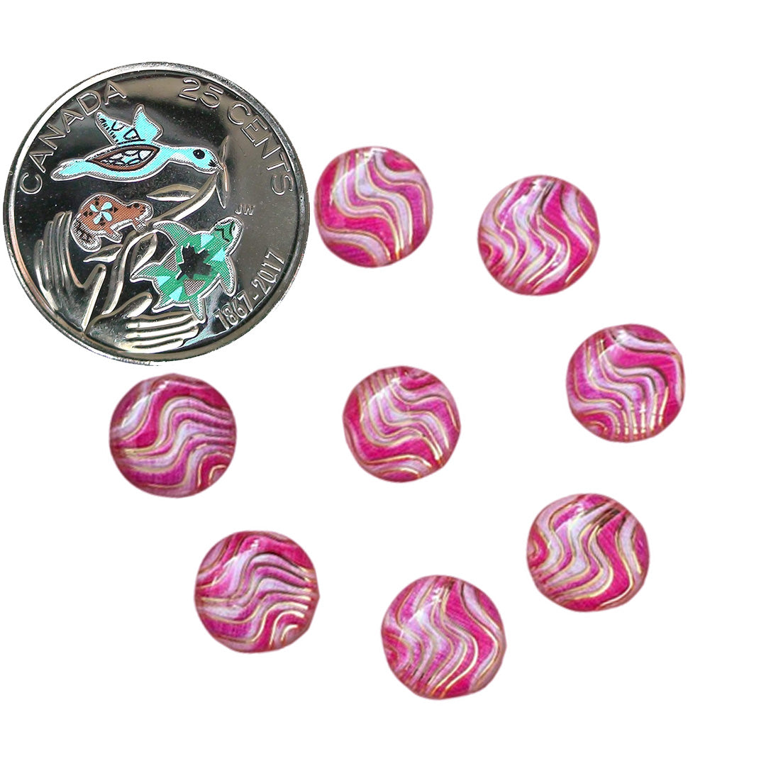 Resin Cab - Round 10mm, Wave Dark Pink