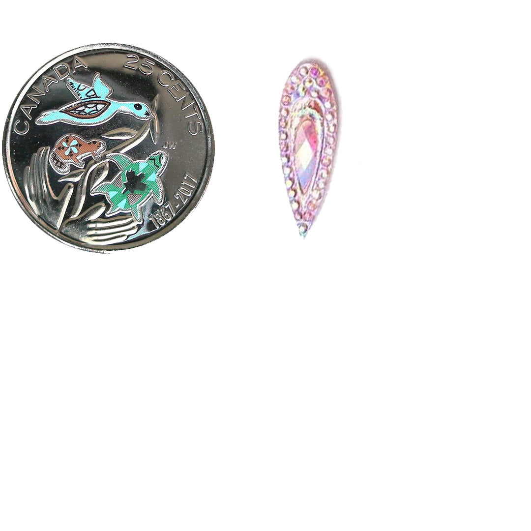 Resin Cab - Teardrop 20mm, Peacock Eye Light Pink AB