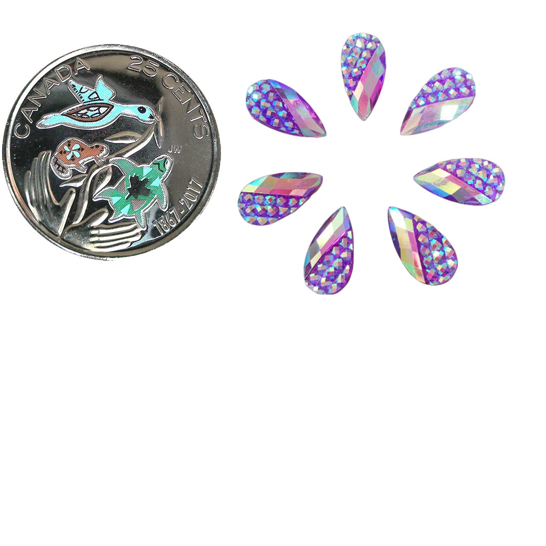 Resin Cab - Teardrop Medium, Studded - Amethyst AB
