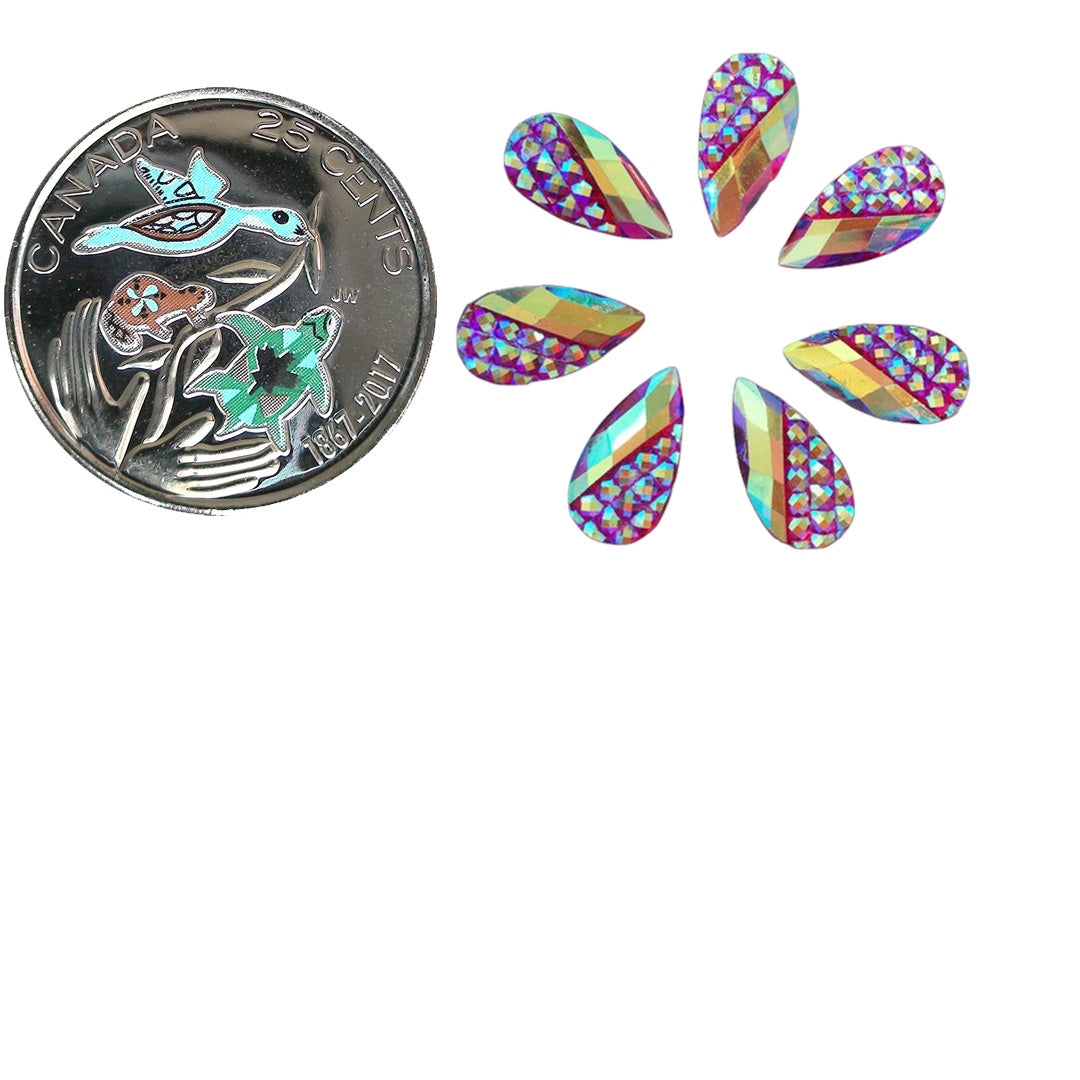 Resin Cab - Teardrop Medium, Studded - Rose AB