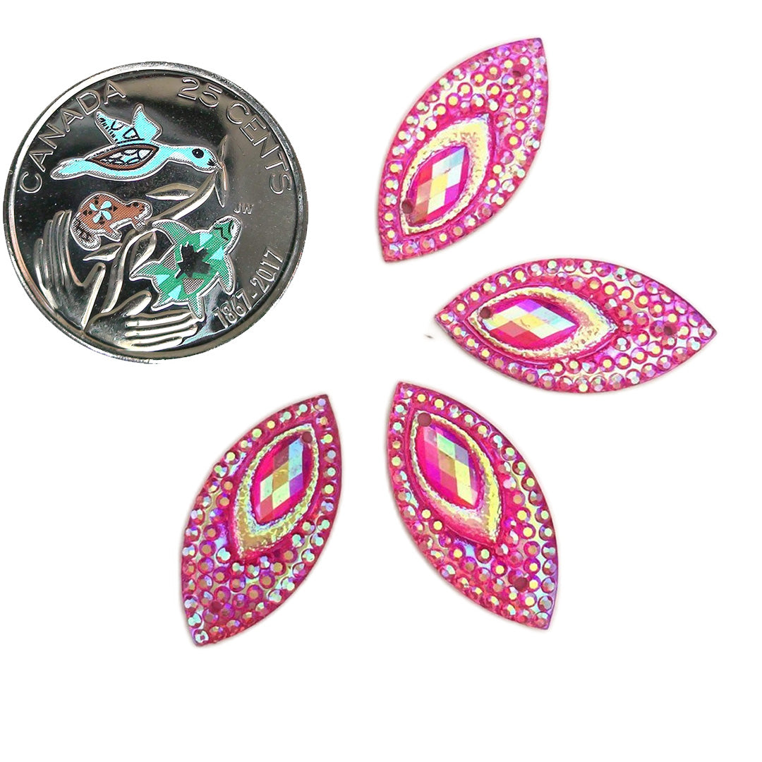 Resin Cab - Horse Eye Medium, Peacock Eye Dark PinkAB
