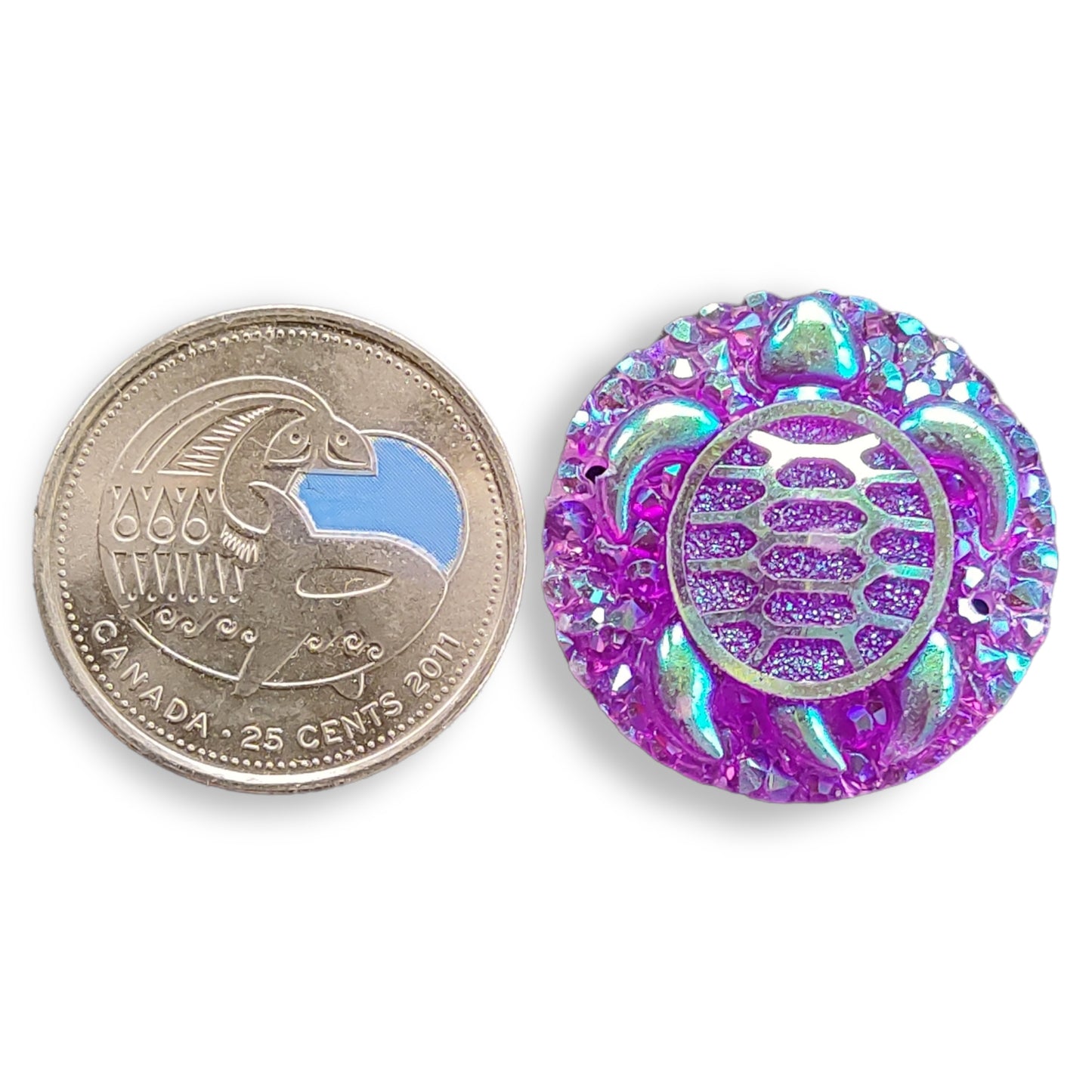 Resin Cabochon - Round 25mm, Turtle Purple