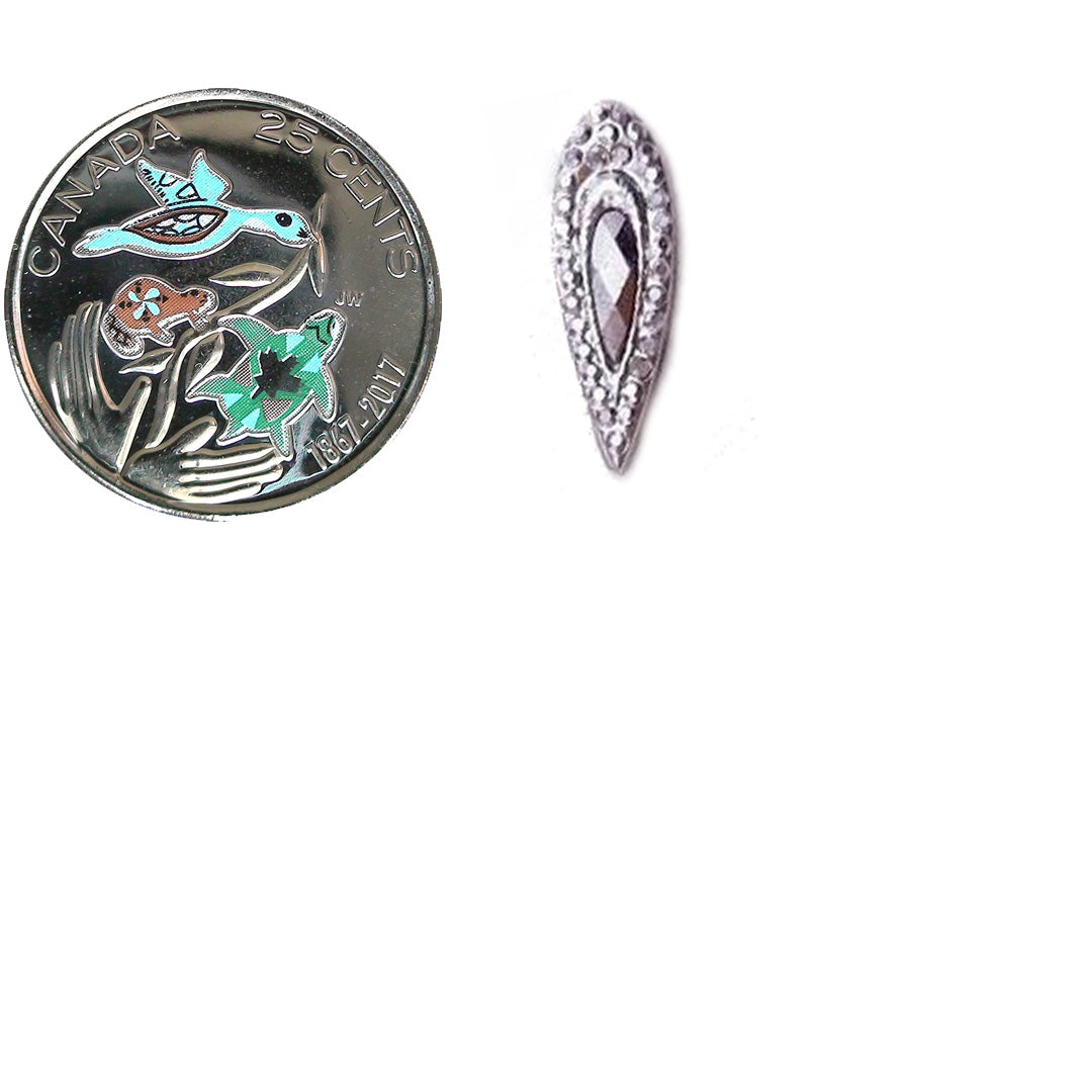 Resin Cab - Teardrop 20mm, Peacock Eye Silver