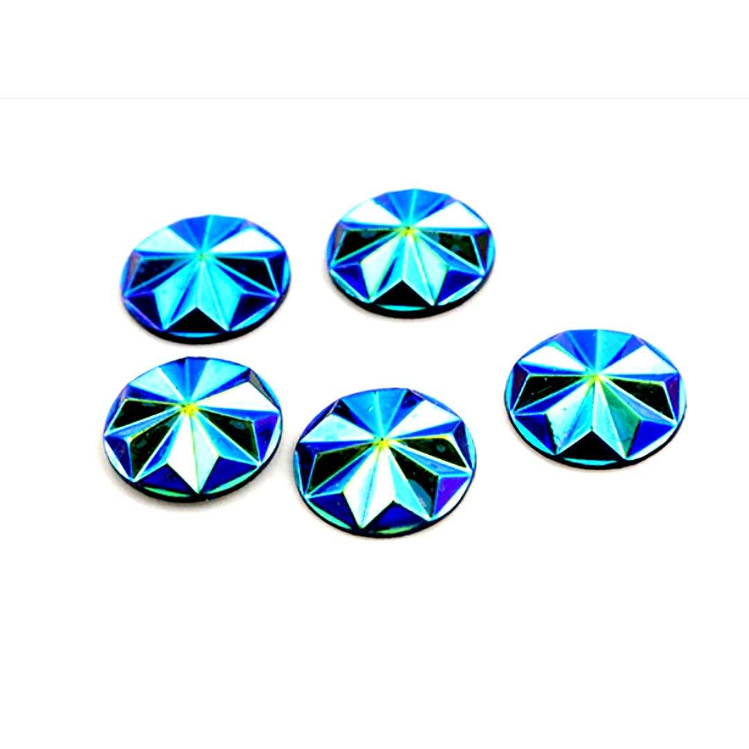Resin Cab - Round 12mm, Blue AB Starburst