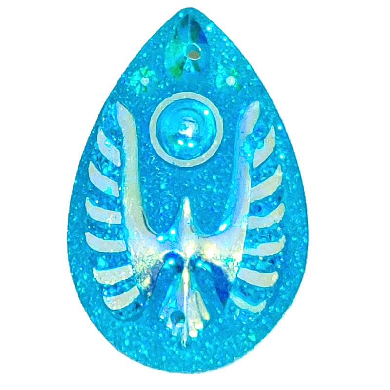 Resin Cabochon, Teardrop Thunderbird