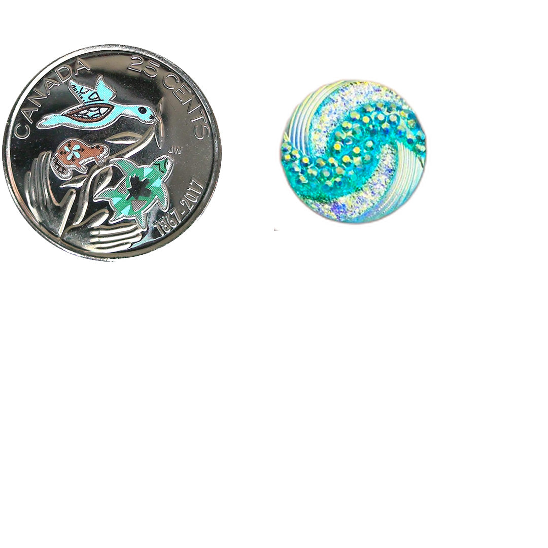 Resin Cab - Round Medium, Whirlwind Turquoise AB