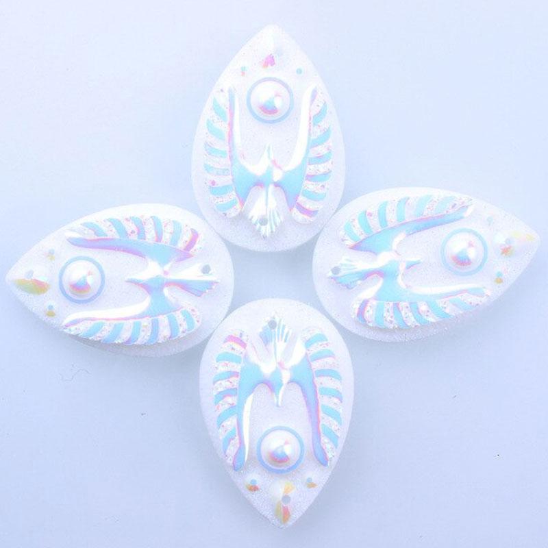 Resin Cabochon, Teardrop Thunderbird